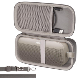 Lebakort Bose SoundLink Flex case showing elastic strap securing speaker