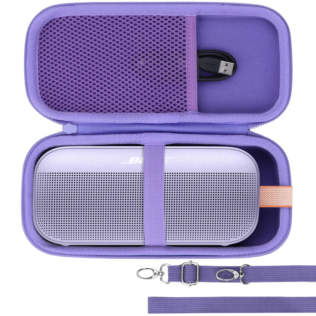 Lebakort case exterior shields Bose SoundLink Flex with sturdy EVA nylon build.
