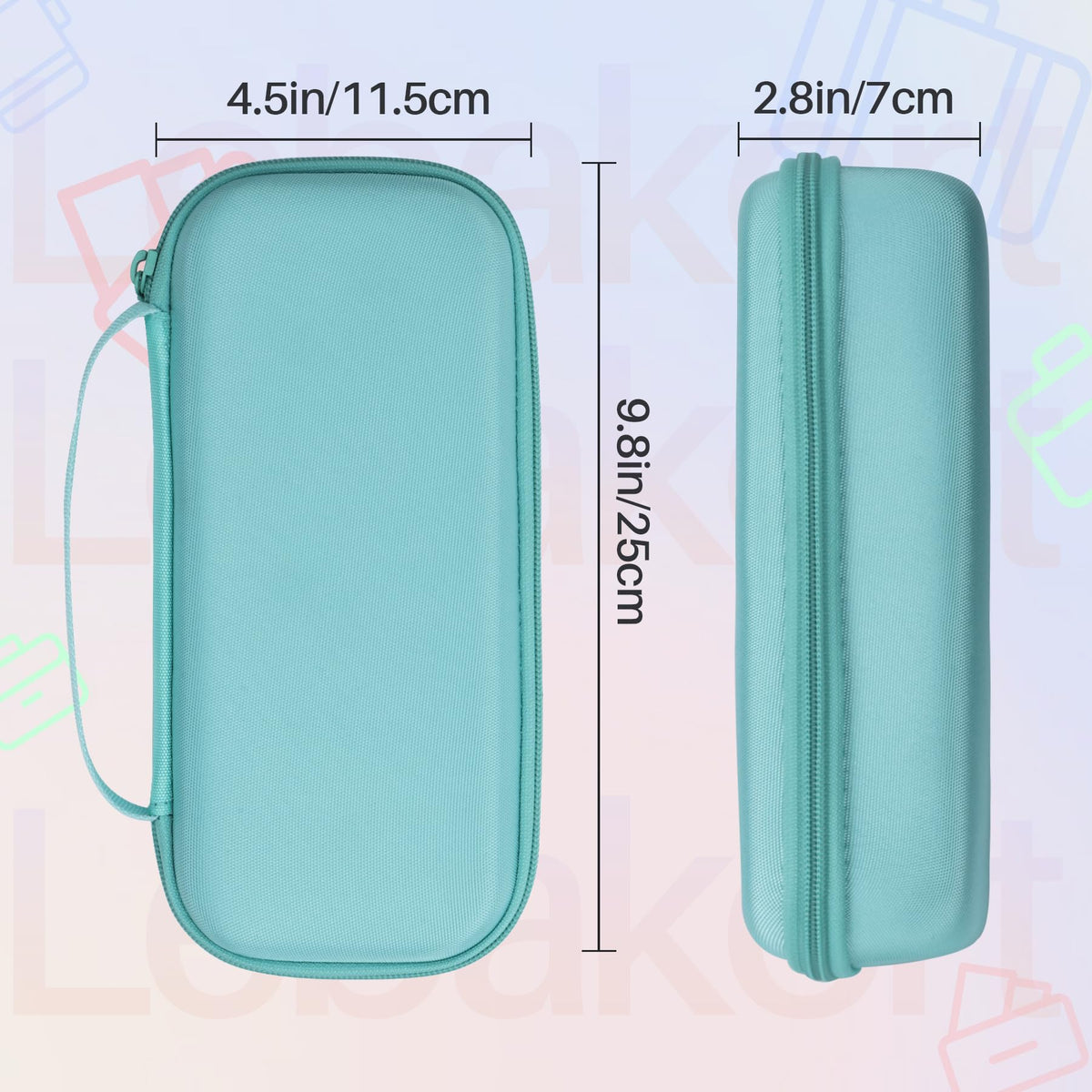 Lebakort mint green case fits backpack and luggage.