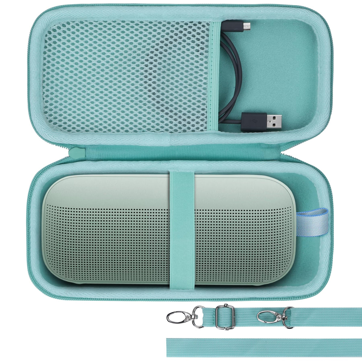 Lebakort mint green hard case for Bose SoundLink Flex front view with protective shell.