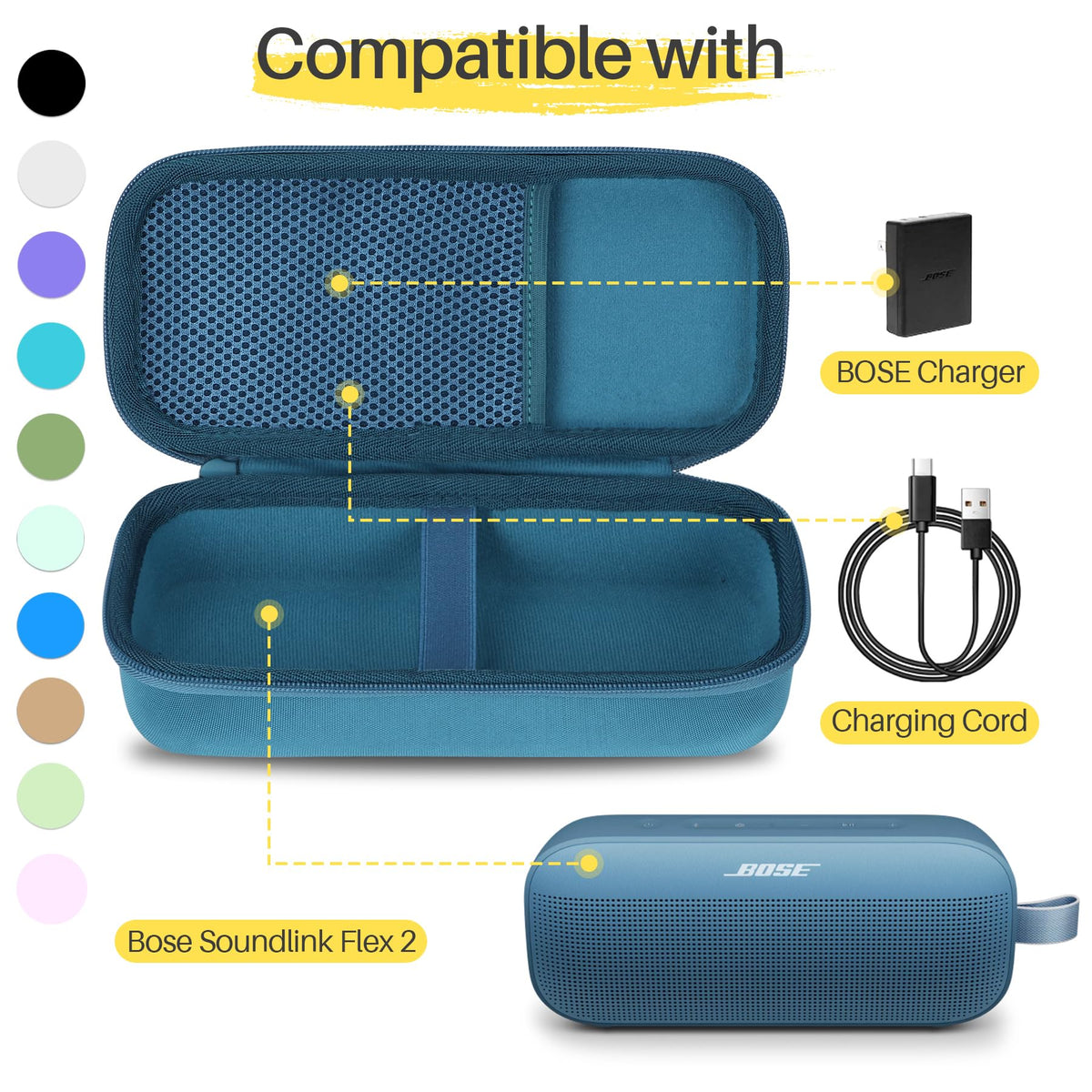 Lebakort Bose SoundLink Flex mesh pocket under lid for cables