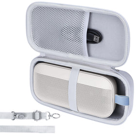 Lebakort case upper compartment mesh pocket stores cables and chargers neatly.