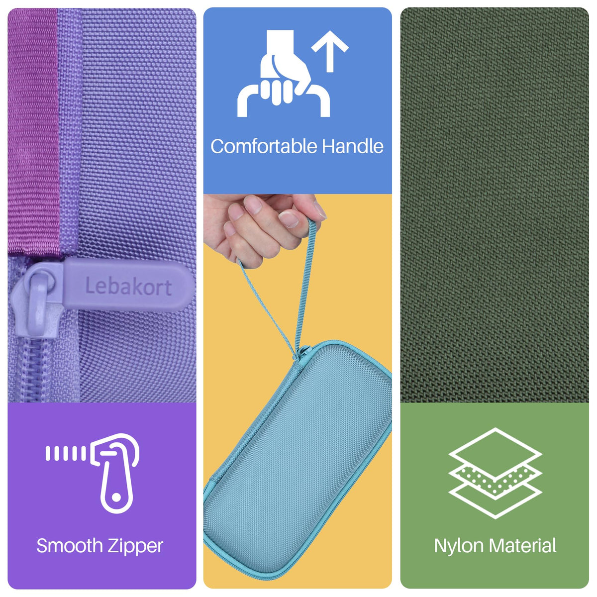 Lebakort case includes a sturdy carry handle for on-the-go transport.