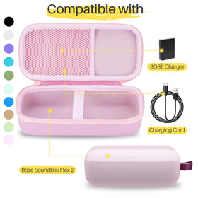 Mesh pocket under lid keeps Bose accessories organized and easy to grab