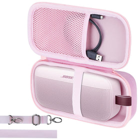 Soft velvet interior shields Bose SoundLink Flex from scratches during travel