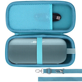 Lebakort hard case protects Bose SoundLink Flex 2nd Gen on travel with a stone-blue exterior.