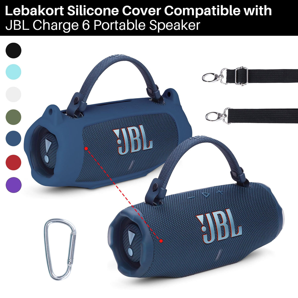 Lebakort JBL Charge 6 cover with precision cutouts for easy access to controls