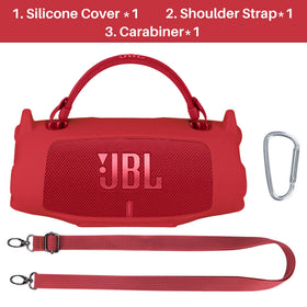 Lebakort JBL Charge 6 silicone cover with shoulder strap for easy transport.