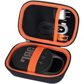 Lebakort JBL Clip 4/5 case mesh-pocket keeps cables organized for quick trips.