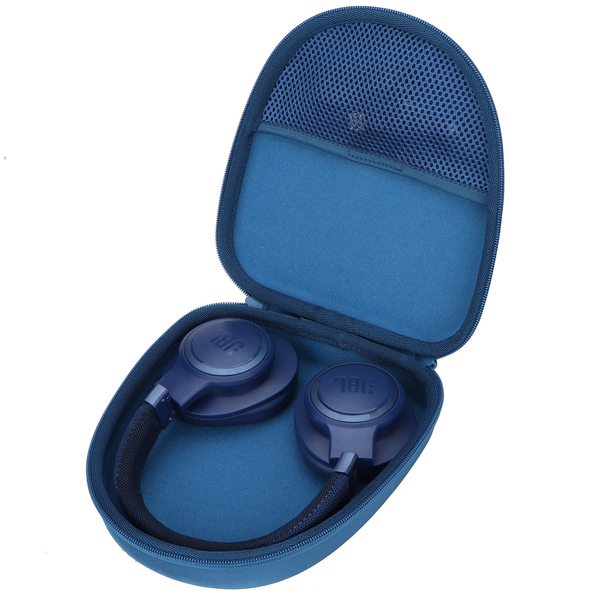 Lebakort JBL Live 650BTNC blue hard case protects headphones on the go.