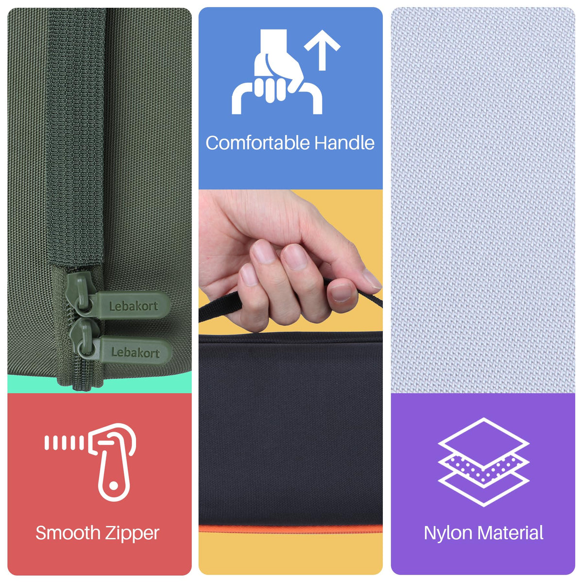 Lightweight Lebakort case with a comfortable handle for portability