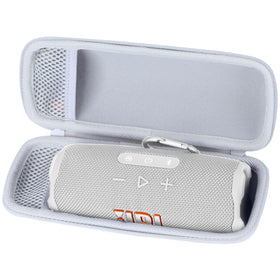 Lebakort off-white hard case for JBL Flip 6 keeps accessories organized on the go.