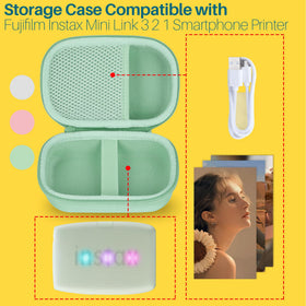 Lebakort Sage Green case elastic strap securely holds the Instax Mini Link 3.