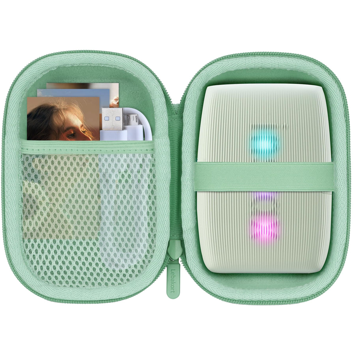 Lebakort Sage Green case front view protects the Instax Mini Link 3 on the go.