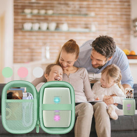 Lebakort Sage Green case travel-ready storage in action.