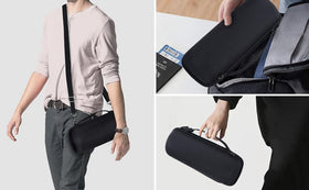 Lebakort teal case carrying handle and shoulder strap offer versatile transport