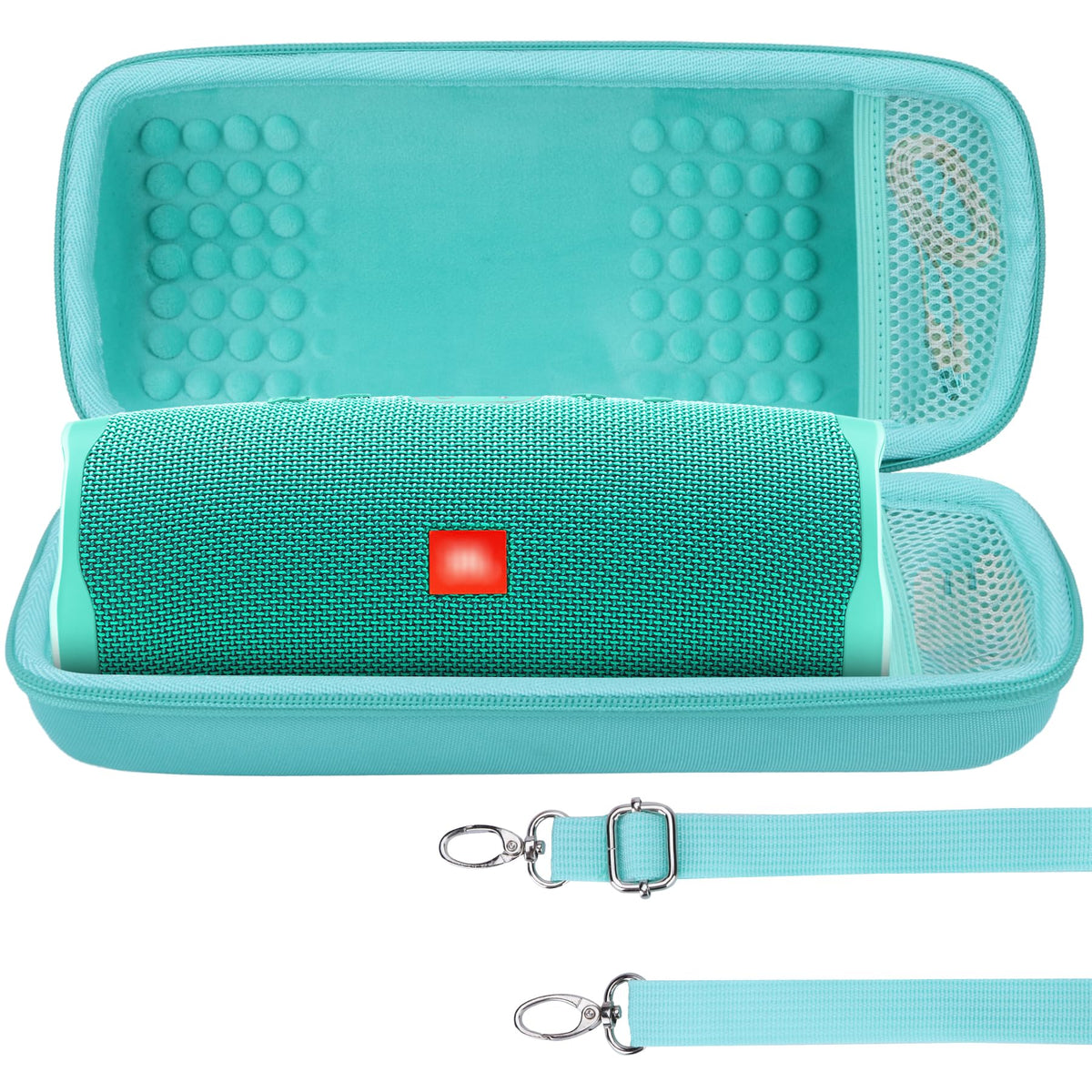Lebakort teal case interior ready with compartments for cables