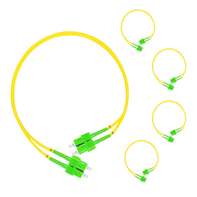 Lebrudos 5Pcs 0.5m patch cords set for duplex OS2 networks with SC APC ends and clear labeling