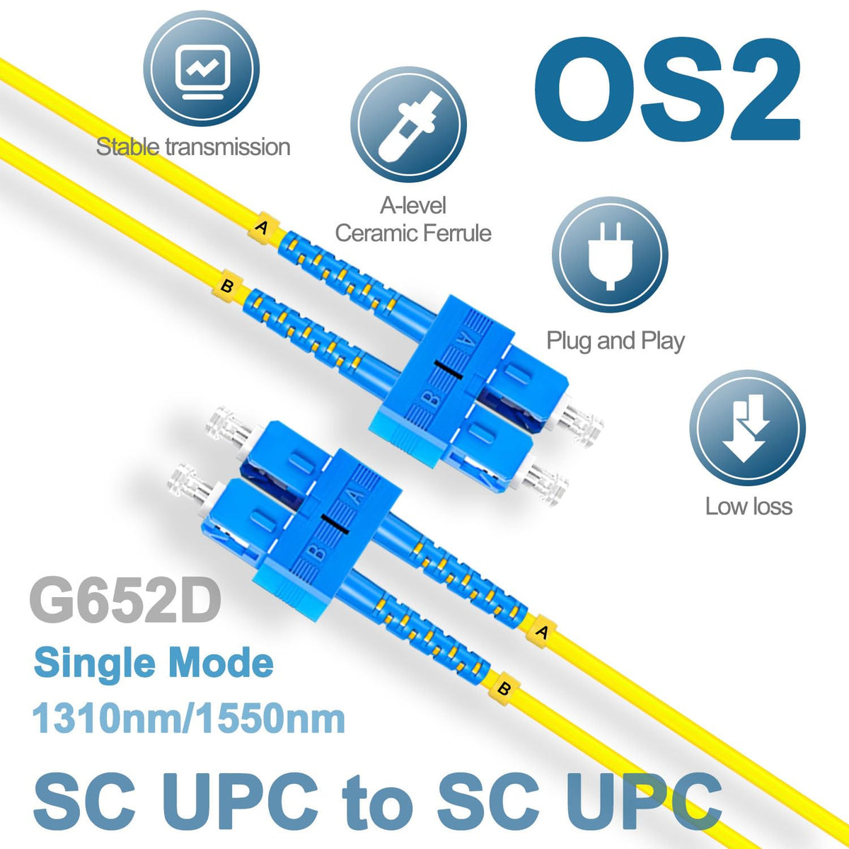Lebrudos 0.5m patch cord links SFP modules neatly in a rack