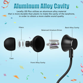 Lecefty earbud close-up revealing balanced armature detail for clearer sound