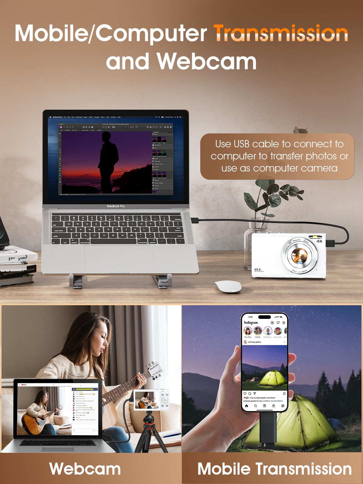 Lecnippy digital camera includes a 32GB SD card for immediate use.