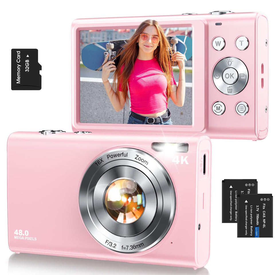 Lecnippy digital camera captures 4K video for vivid memories.