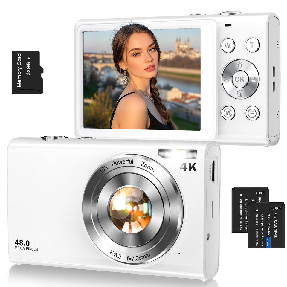 Lecnippy digital camera showing 4K video capture for crisp memories.
