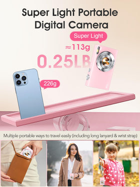 Lecnippy digital camera records while charging for uninterrupted sessions.