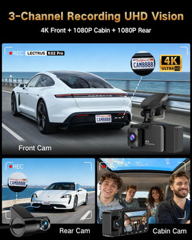 Lectrus 4K dashcam interior view records cabin activity for awareness.