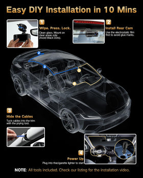 Lectrus 4K dashcam 5G WiFi enables fast video transfer to your phone.