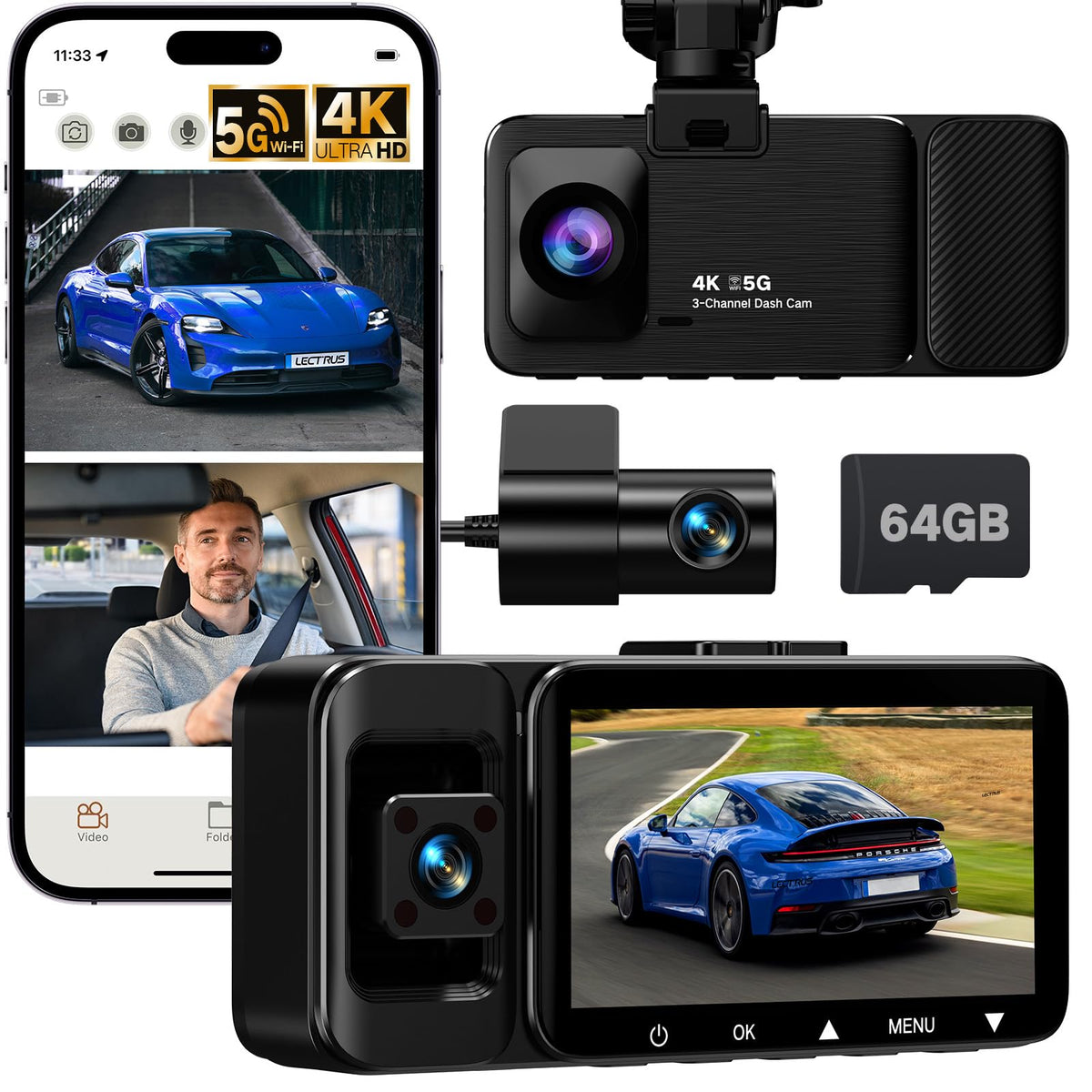 LECTRUS 4K front camera delivers crisp daytime road footage for safety evidence.