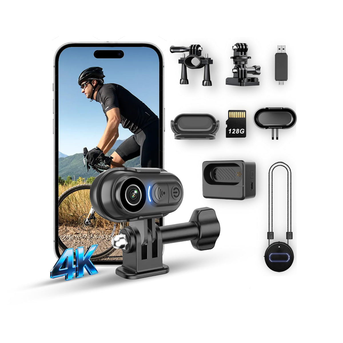 LEECHATWIN 4K Mini Body Camera front view for hands-free adventure footage