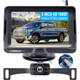 LeeKooLuu HD1080P 5inch LCD display offers easier dashboard parking visibility.