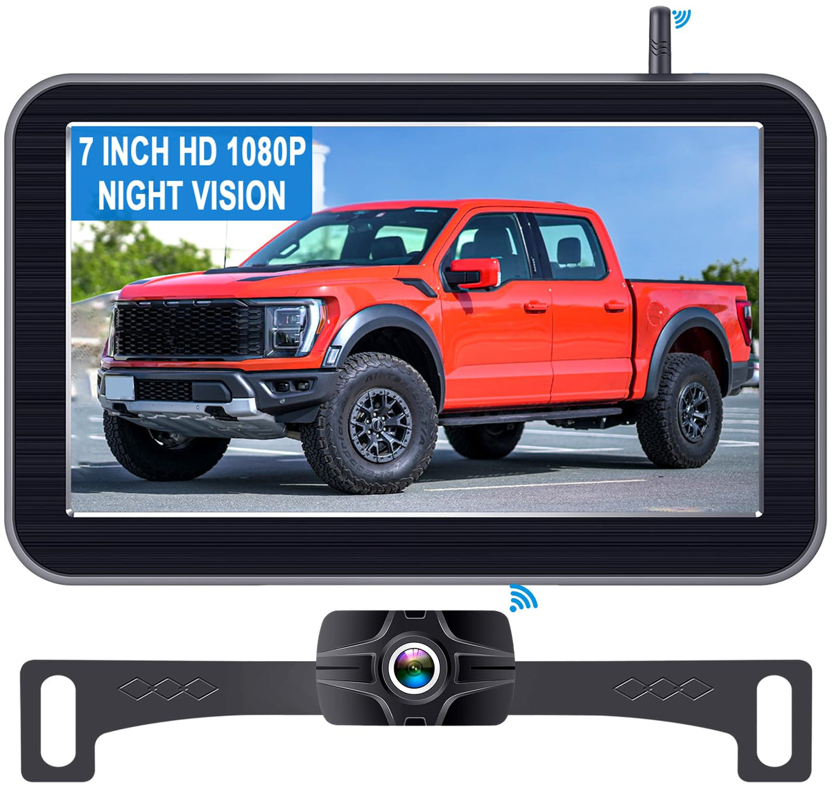 LeeKooLuu HD1080p backup camera for trucks with 7-inch monitor for clear reversing