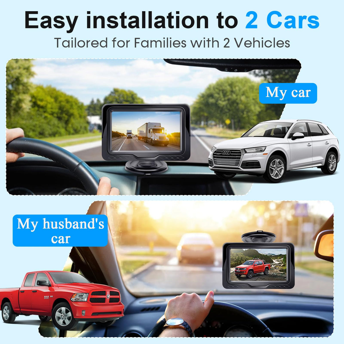 LeeKooLuu plug-and-play installation shown for quick setup in two vehicles.