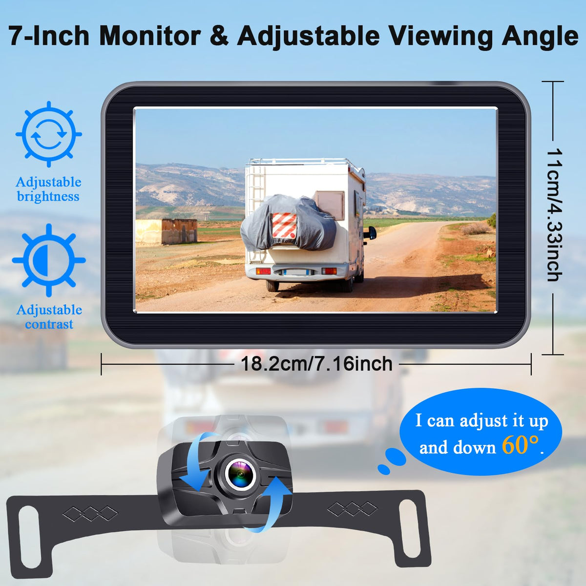 LeeKooLuu split-screen monitor showing two camera views for full awareness