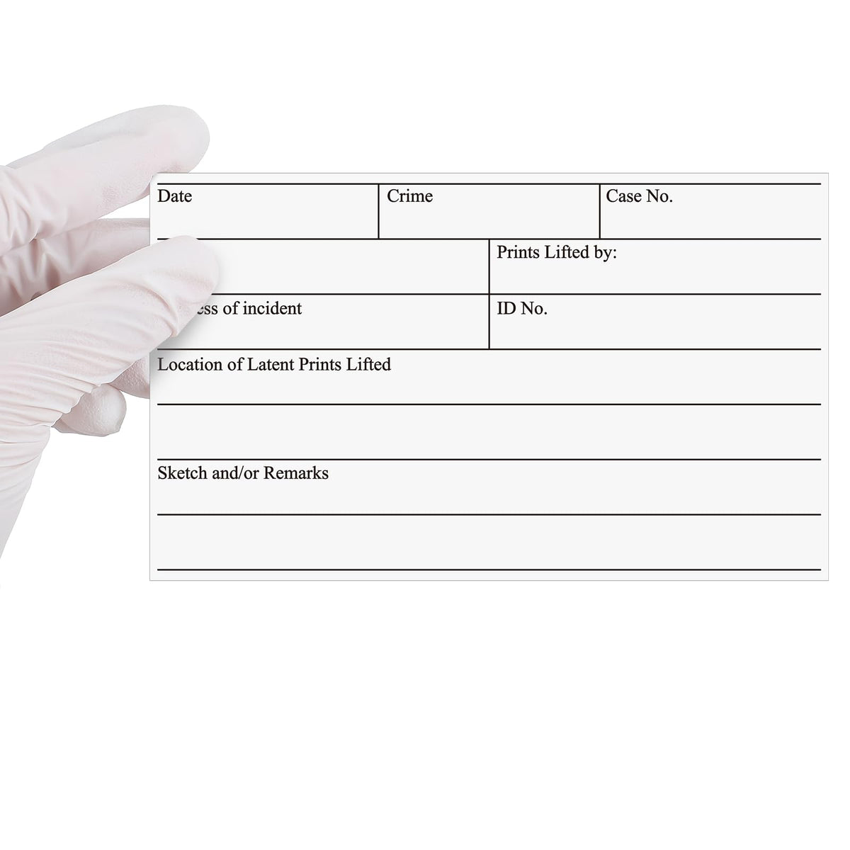 Leelosp bichromatic fingerprint powder reveals black on light surfaces and gray on dark surfaces.