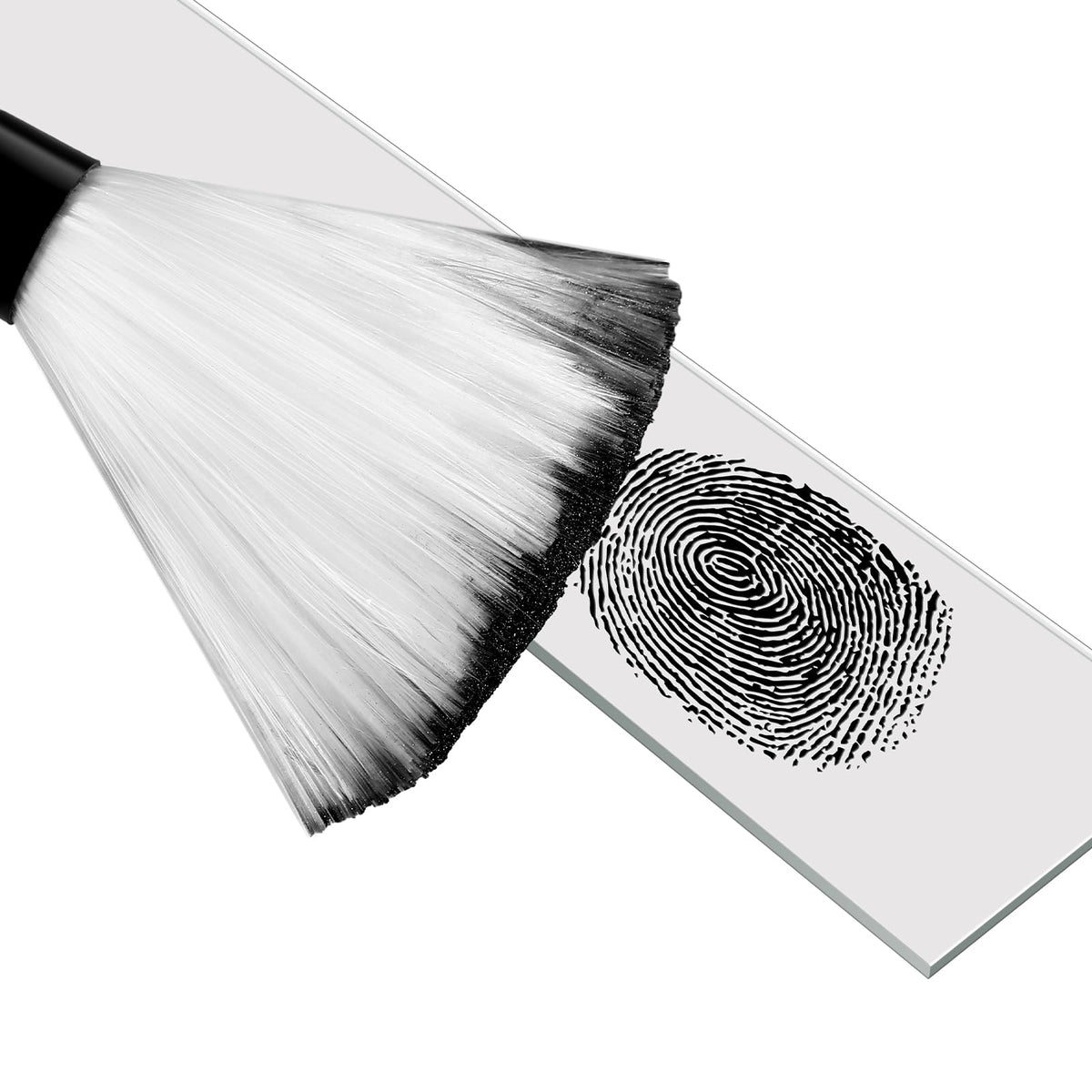 Leelosp fiberglass fingerprint brush shown for clean, reusable powder application.