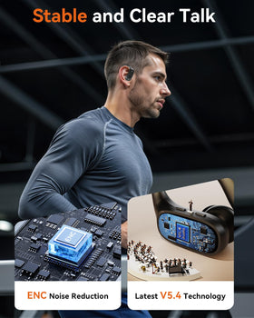 LEEMC earbuds in hand to show palm-sized design for easy carrying