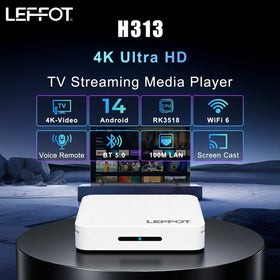 LEFFOT H313 with voice remote shown together for quick control and hands-free searches