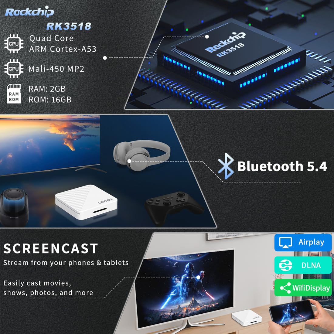 LEFFOT H313 with USB 3.0 drive attached showing fast media access benefit