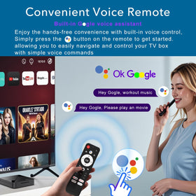 LEFFOT voice remote in hand enabling quick voice search