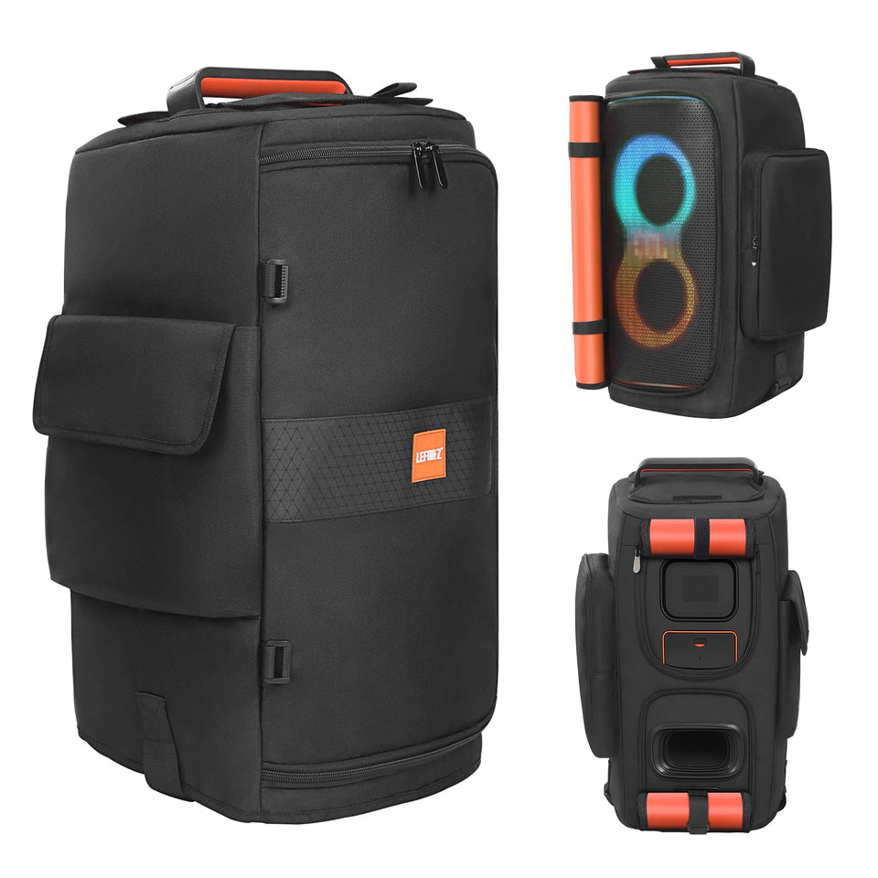 LEFOR·Z front view on JBL PartyBox showing full protection and easy access
