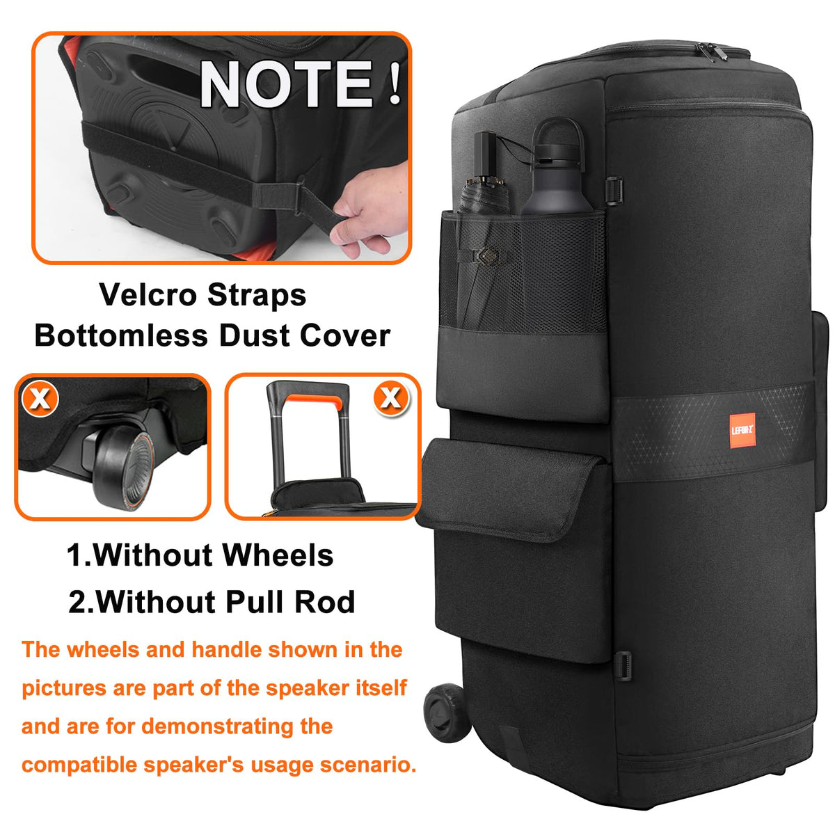 LEFOR·Z top zipper open so JBL PartyBox 710 controls and charging remain usable