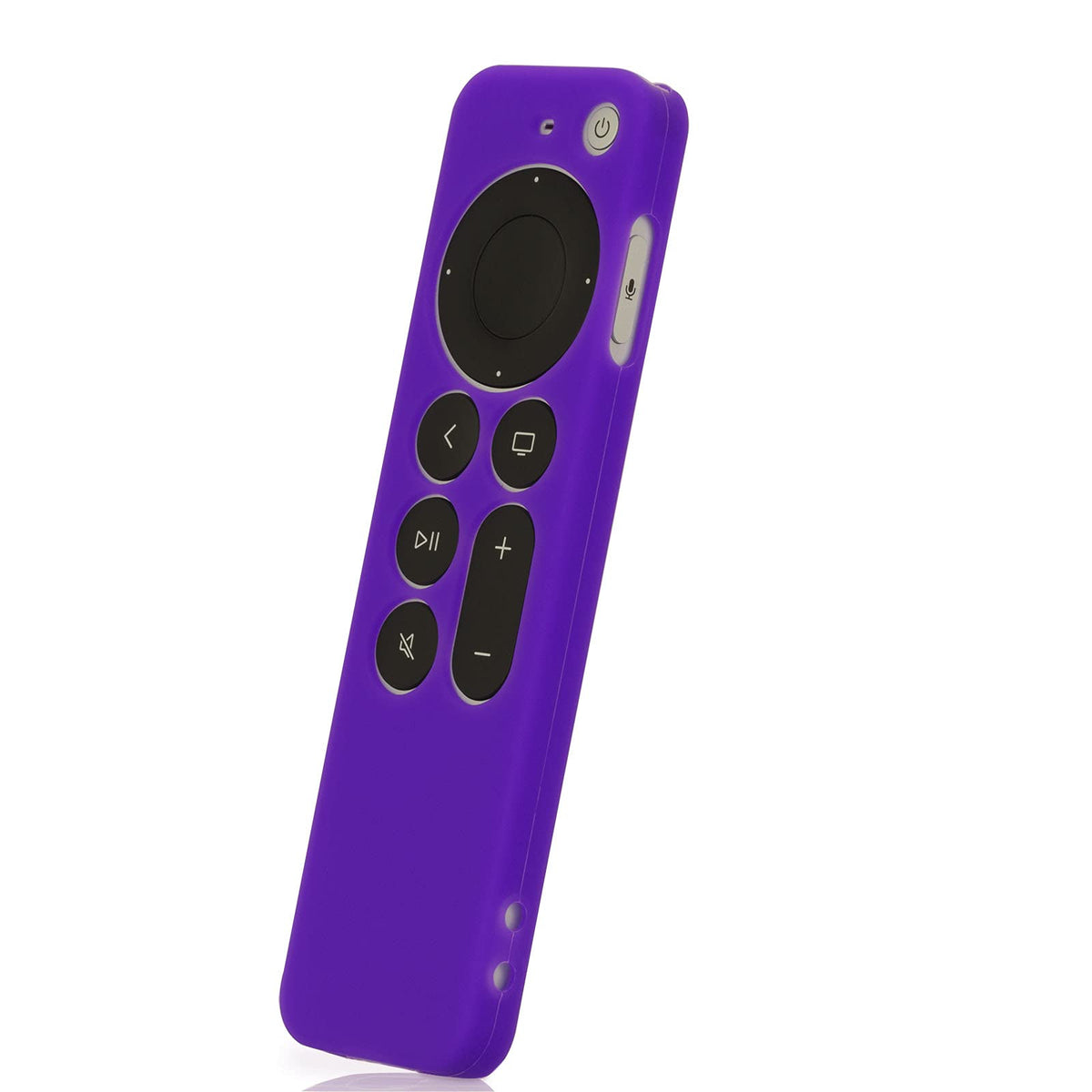 LEFXMOPHY purple silicone remote case for Apple Siri Remote enhances grip and protection.