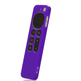 LEFXMOPHY purple silicone remote case for Apple Siri Remote enhances grip and protection.