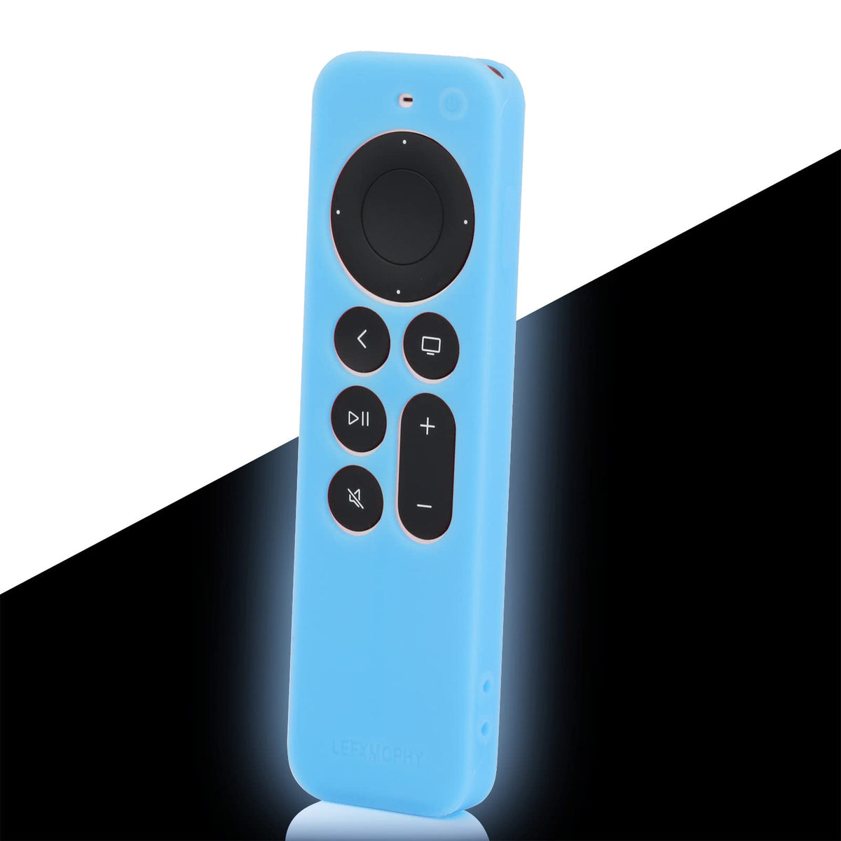 LEFXMOPHY Apple TV remote sleeve in sky blue glow improves grip and quick locating