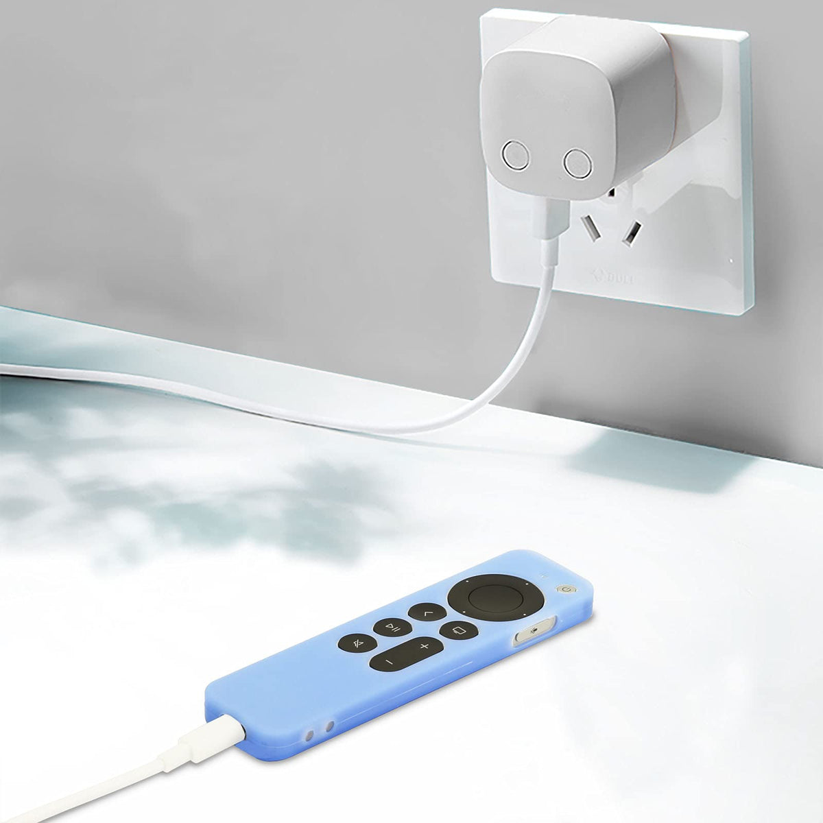 LEFXMOPHY glow blue remote cover back view offers full coverage and protection