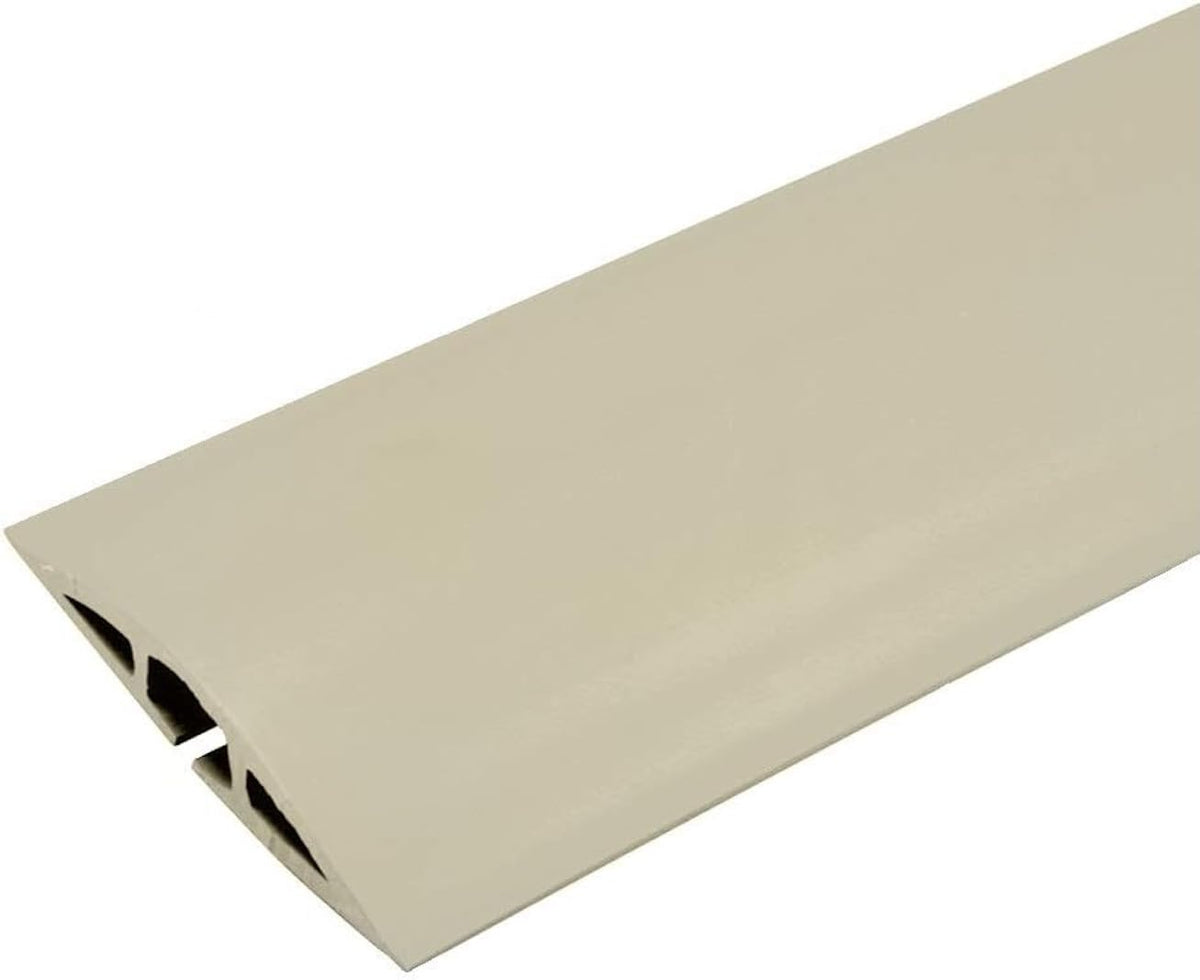 Legrand Wiremold CDI-15 overfloor cord cover in ivory hides cables neatly.