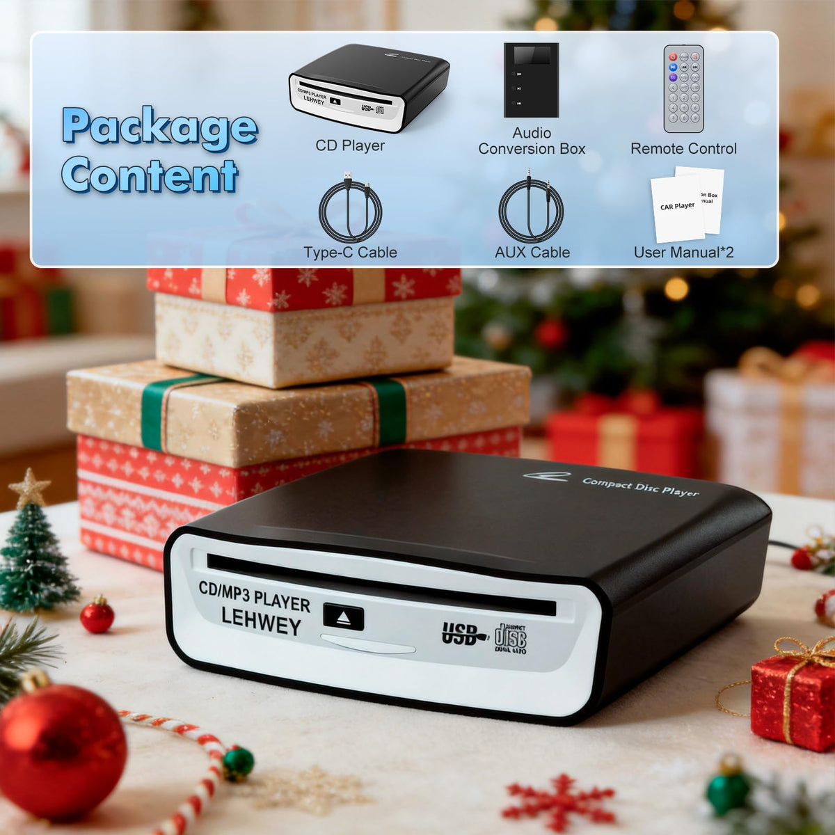 Lehwey complete kit includes adapter, cables, and remote.